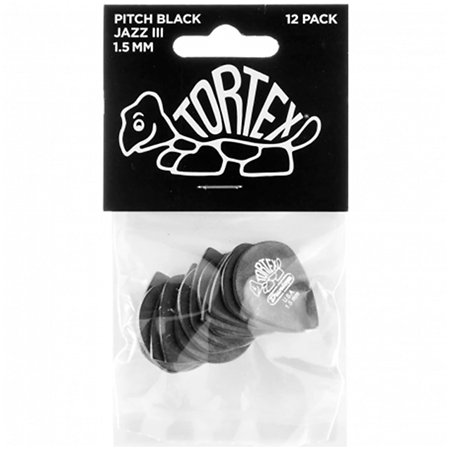 482P150 Tortex Pitch Black Jazz III 1,50 mm Sachet de 12 Dunlop