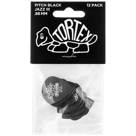 482P88 Tortex Pitch Black Jazz III 0,88 mm Sachet de 12 Dunlop