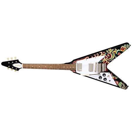 Flying-V Jimi Hendrix Love Drops Ebony + Etui Gaucher Epiphone