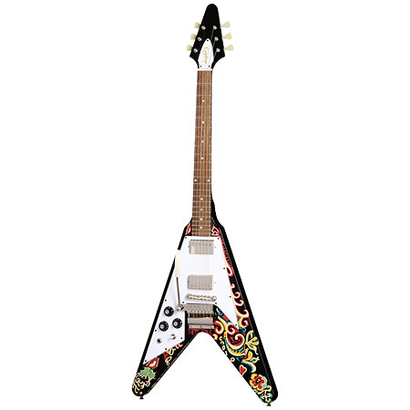 Flying-V Jimi Hendrix Love Drops Ebony + Etui Gaucher Epiphone