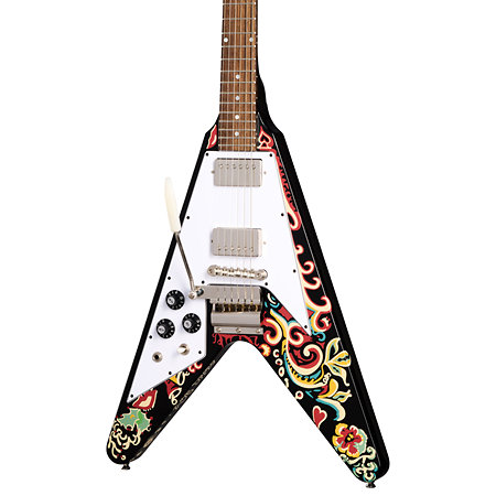 Flying-V Jimi Hendrix Love Drops Ebony + Etui Gaucher Epiphone