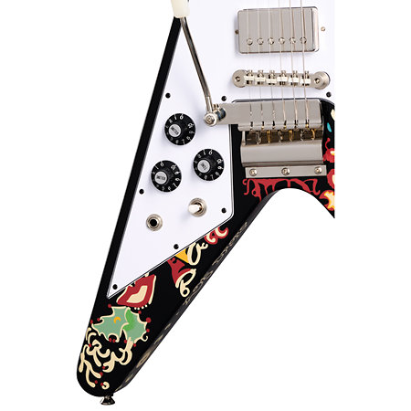 Flying-V Jimi Hendrix Love Drops Ebony + Etui Gaucher Epiphone