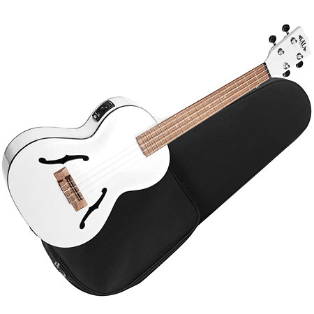 Kala Archtop Satin Metallic White Tenor électro-acoustique + étui