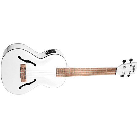 Archtop Satin Metallic White Tenor électro-acoustique + étui Kala