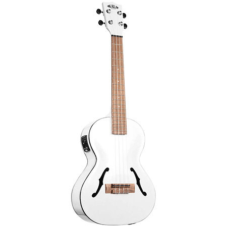 Archtop Satin Metallic White Tenor électro-acoustique + étui Kala