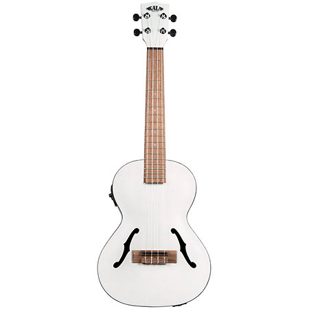 Archtop Satin Metallic White Tenor électro-acoustique + étui Kala