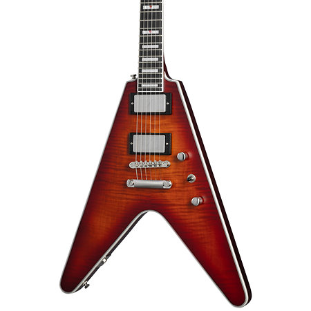 Prophecy Flying V Aged Bengal Tiger Burst + housse Epiphone