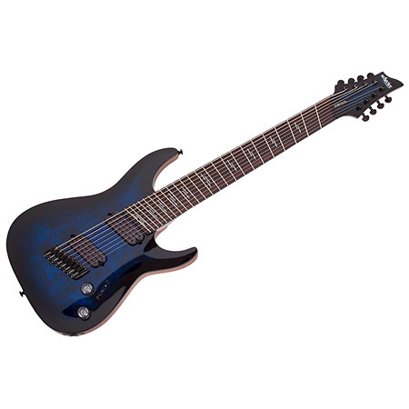 Schecter Omen Elite 8 Multi-scale See Thru Blue Burst