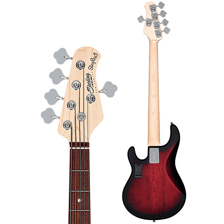 StingRay RAY5HH Ruby Red Burst Satin Sterling by Music Man