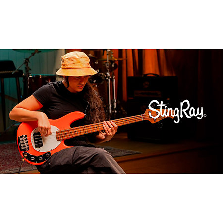 StingRay Short Scale RAYSS4 Fiesta Red Sterling by Music Man