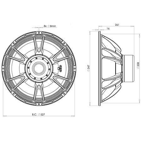 B&C Speakers 21SW152 8 Ohm Push Buttons