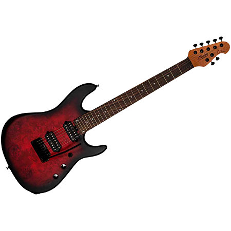 Sterling by Music Man Jason Richardson Cutlass 7 Dark Scarlet Burst Satin