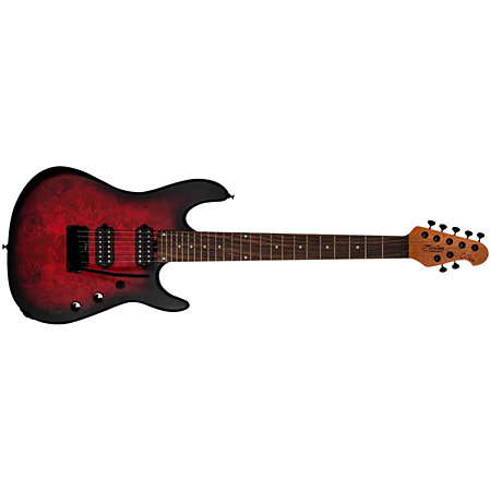 Sterling by Music Man Jason Richardson Cutlass 7 Dark Scarlet Burst Satin