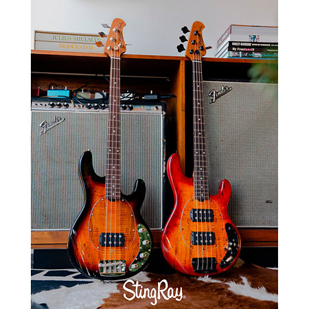 Sterling by Music Man StingRay RAY34 Spalted Maple Top Sunburst