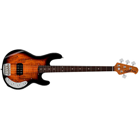 StingRay RAY34 Spalted Maple Top Sunburst Sterling by Music Man