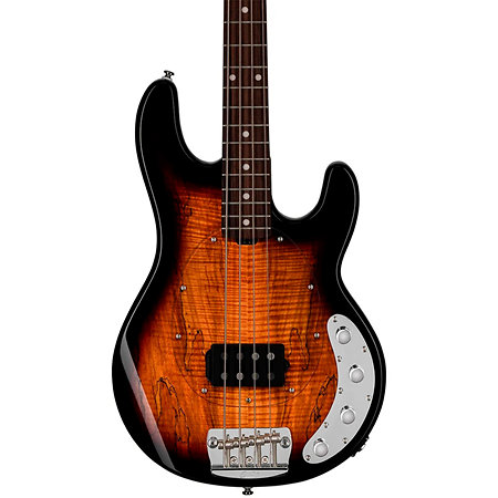 StingRay RAY34 Spalted Maple Top Sunburst Sterling by Music Man