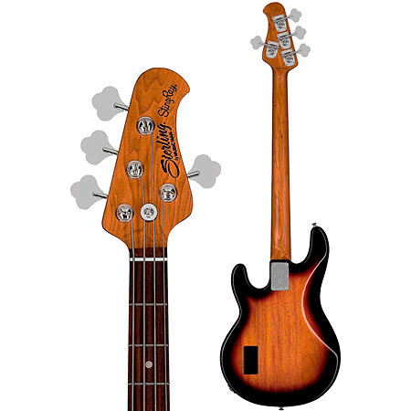 StingRay RAY34 Spalted Maple Top Sunburst Sterling by Music Man