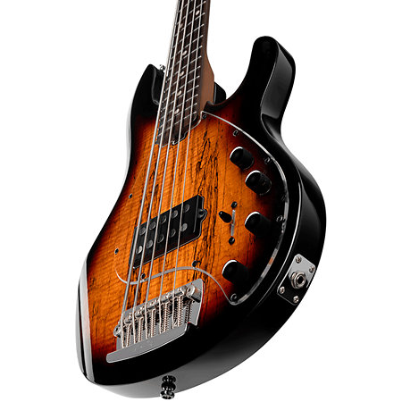 StingRay RAY35 Spalted Maple Sunburst Sterling by Music Man