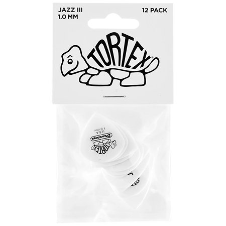 478P100 Tortex White Jazz III 1,00 mm Sachet de 12 Dunlop