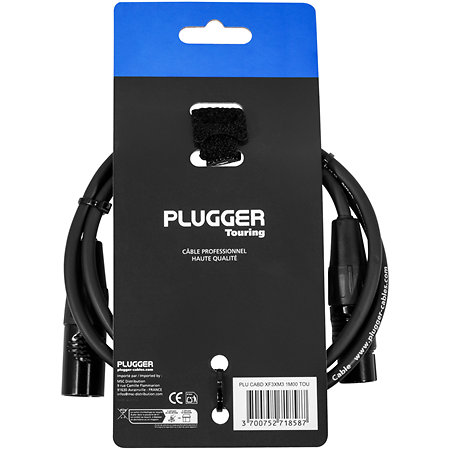 Câble DMX XLR femelle 3b - XLR mâle 3b 1m Touring Plugger