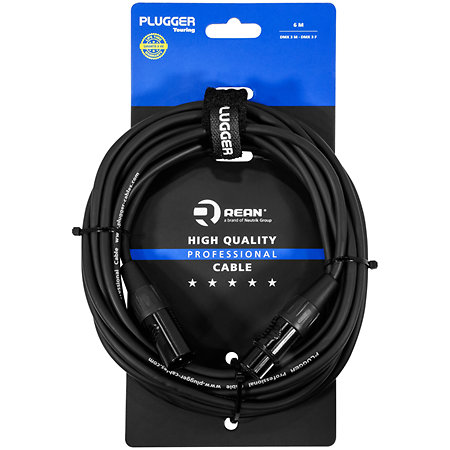 Câble DMX XLR femelle 3b - XLR mâle 3b 6m Touring Plugger
