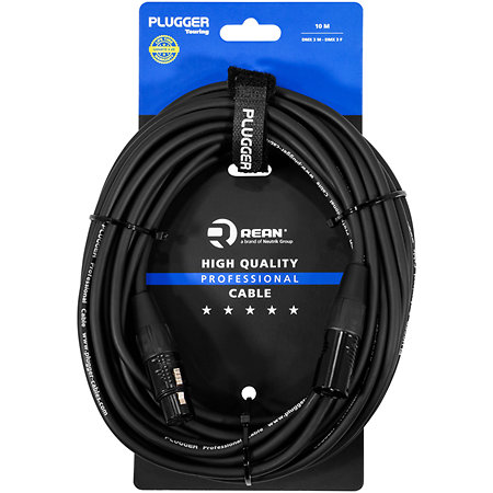 Câble DMX XLR femelle 3b - XLR mâle 3b 10m Touring Plugger