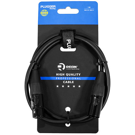Câble DMX XLR femelle 5b - XLR mâle 5b 1m Touring Plugger