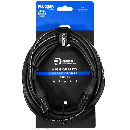 Câble DMX XLR femelle 5b - XLR mâle 5b 6m Touring Plugger