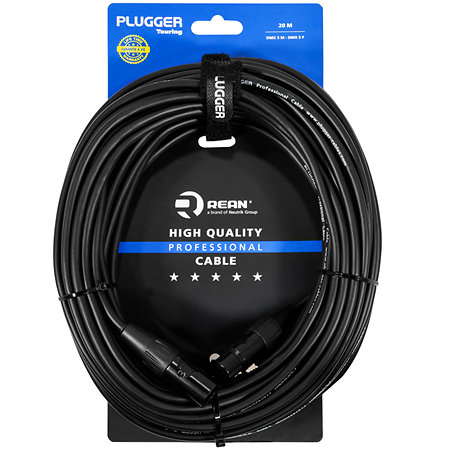 Câble DMX XLR femelle 5b - XLR mâle 5b 20m Touring Plugger