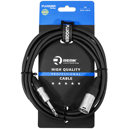 Câble XLR mâle 3b - Jack mâle stéréo 3m Touring Plugger