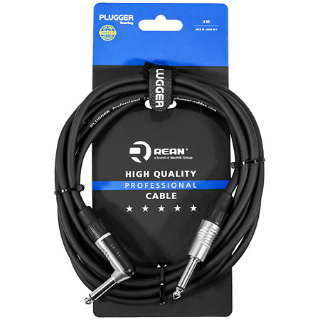 Plugger Câble Jack mâle mono - Jack mâle coudé 3m Touring