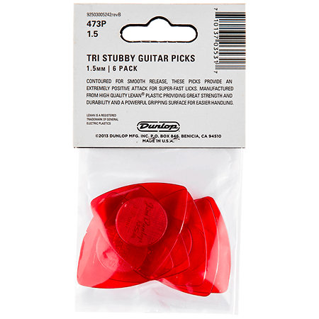 473P150 Tri Stubby Pick 1,50 mm Sachet de 6 Dunlop