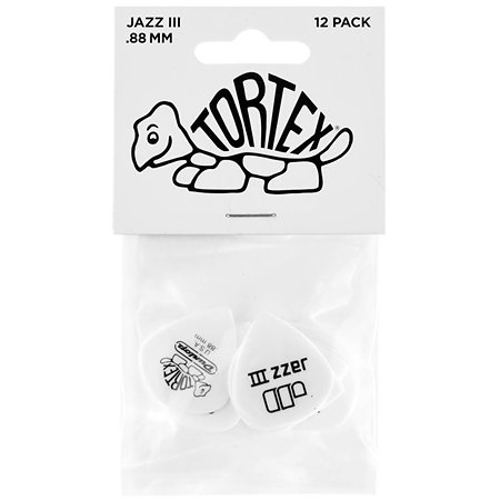 478P88 Tortex White Jazz III 0,88 mm Sachet de 12 Dunlop