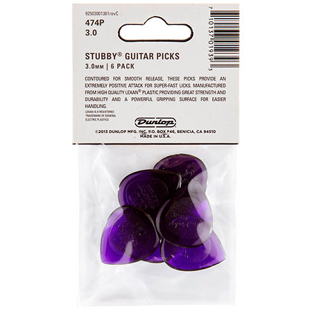 474P300 Stubby Tri 3,00 mm Sachet de 6 Dunlop