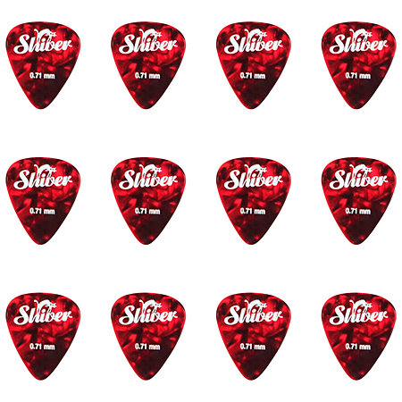 Shiver Médiators Celluloïd 0,71 mm Boîte de 12 Rouge