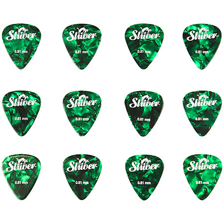 Shiver Médiators Celluloïd 0,81 mm Boîte de 12 Vert
