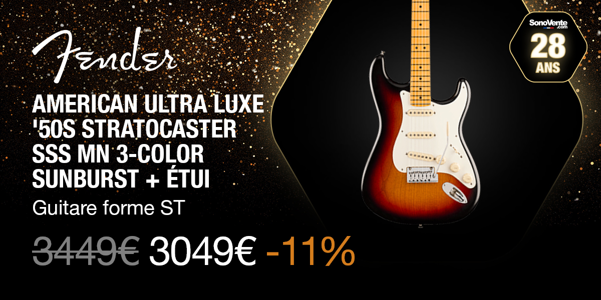 American Ultra Luxe '50s Stratocaster SSS MN 3-Color Sunburst + Etui